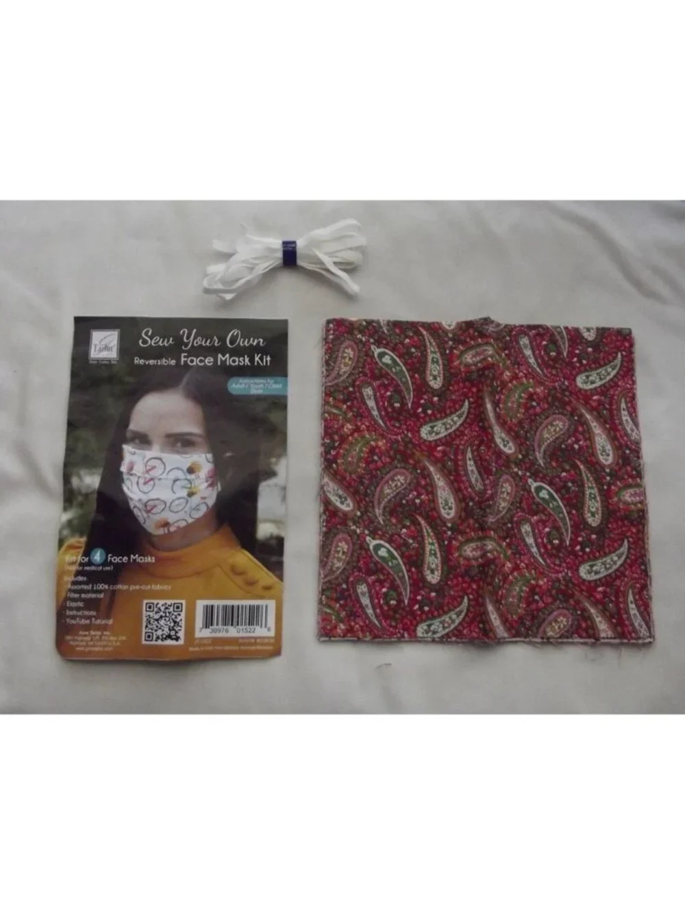 Sew Your Own Reversible Face Mask Kit lot of 4 Cotton paisley floral ditzy pink